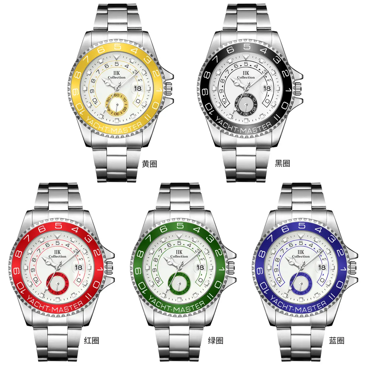 Men's Stainless Steel Vibrato Watch with Blue Dial