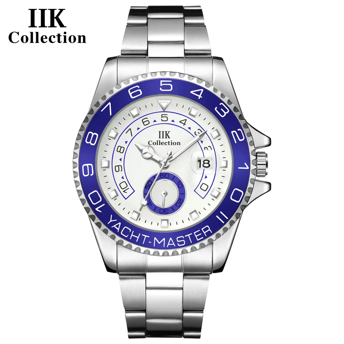 Men's Stainless Steel Vibrato Watch with Blue Dial