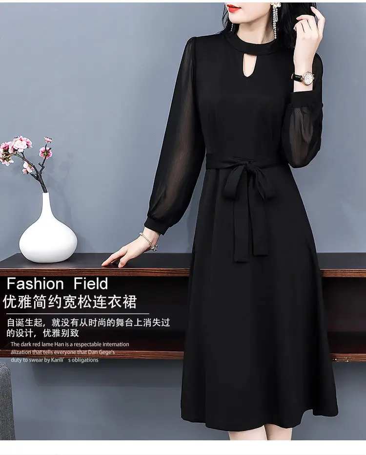 Black Long-Sleeved Slim Fit Dress for Women — feature 12