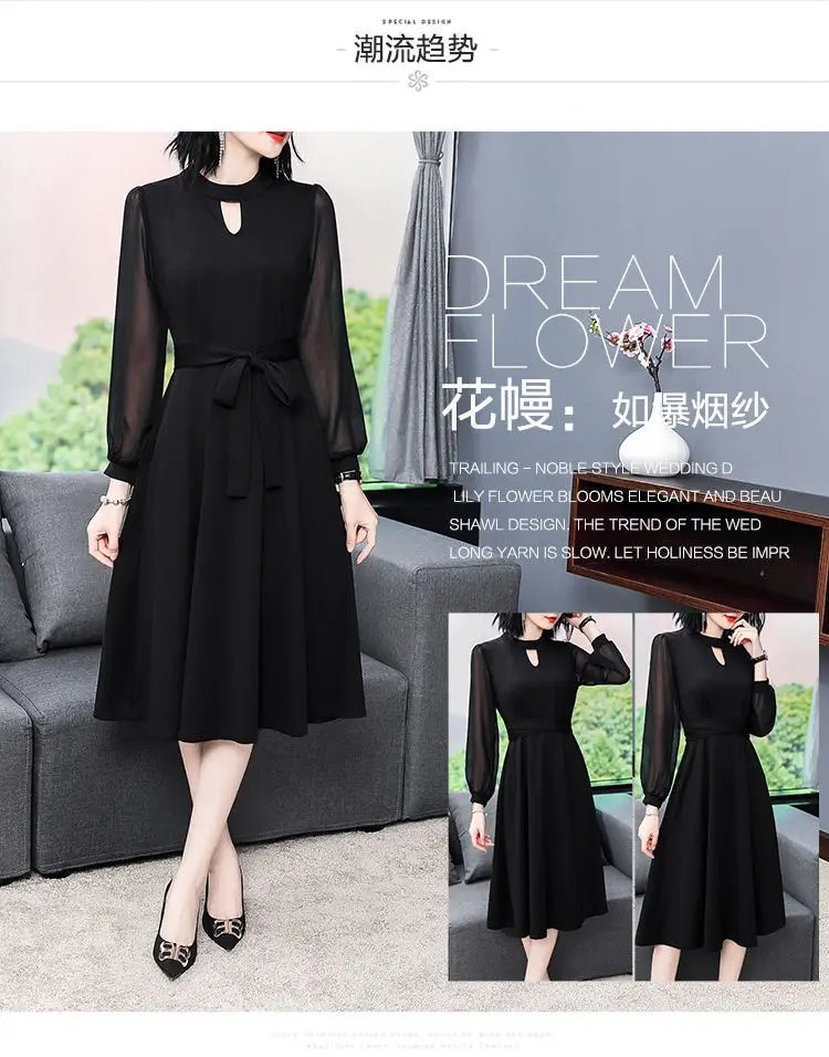 Black Long-Sleeved Slim Fit Dress for Women — feature 14