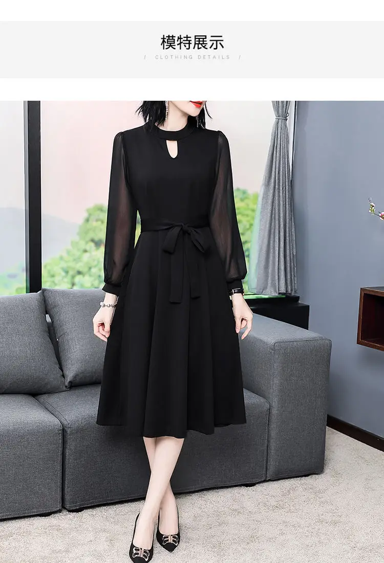 Black Long-Sleeved Slim Fit Dress for Women — feature 19