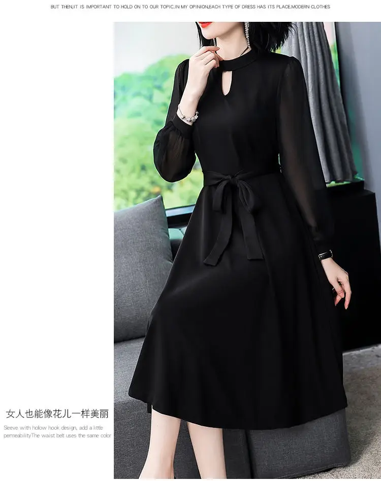 Black Long-Sleeved Slim Fit Dress for Women — feature 5