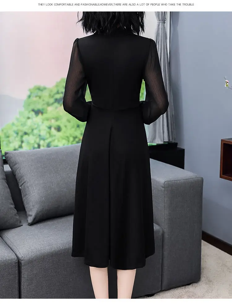 Black Long-Sleeved Slim Fit Dress for Women — feature 8