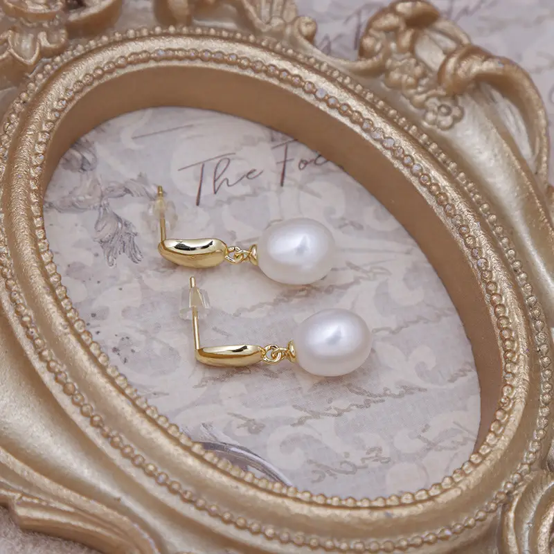 Vintage Pearl Earrings Gold Plated 925 Sterling Silver - Image 3