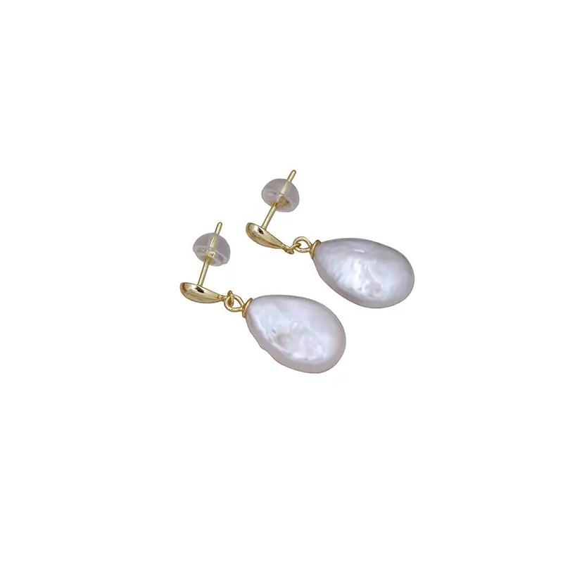 Natural Freshwater Pearl Earrings Gold Plated Sterling Silver - Image 5