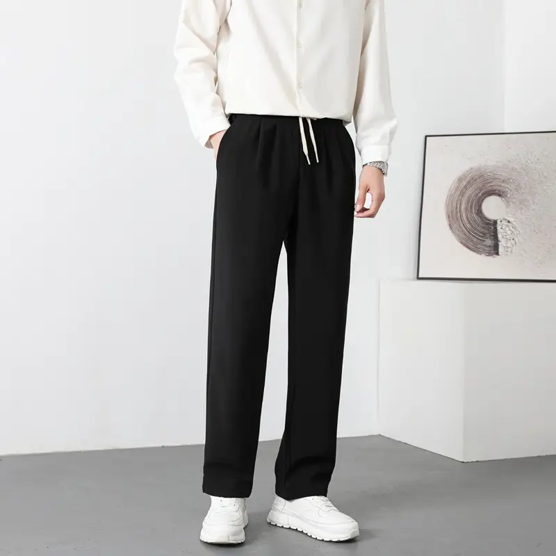 Men Korean Style Loose Drawstring Pants Brown - Image 6