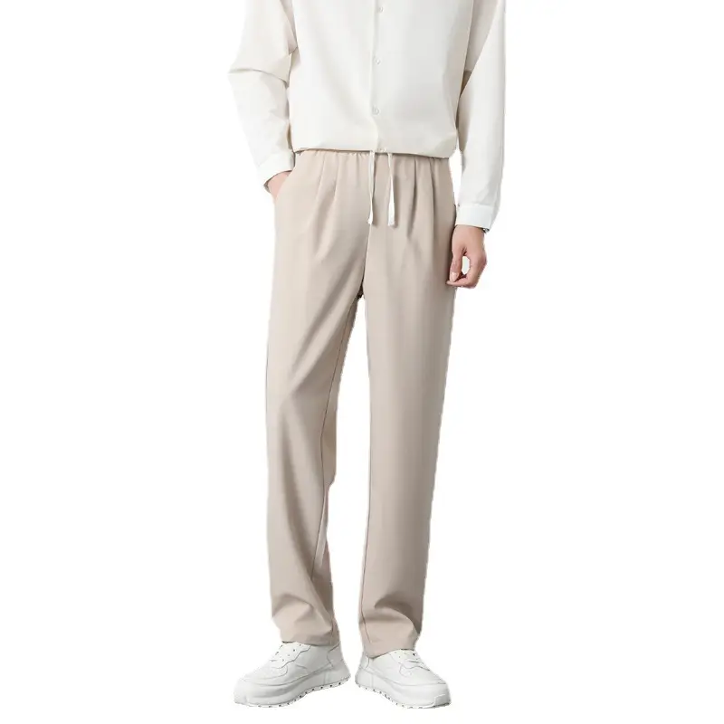 Men Korean Style Loose Drawstring Pants Brown - Image 9