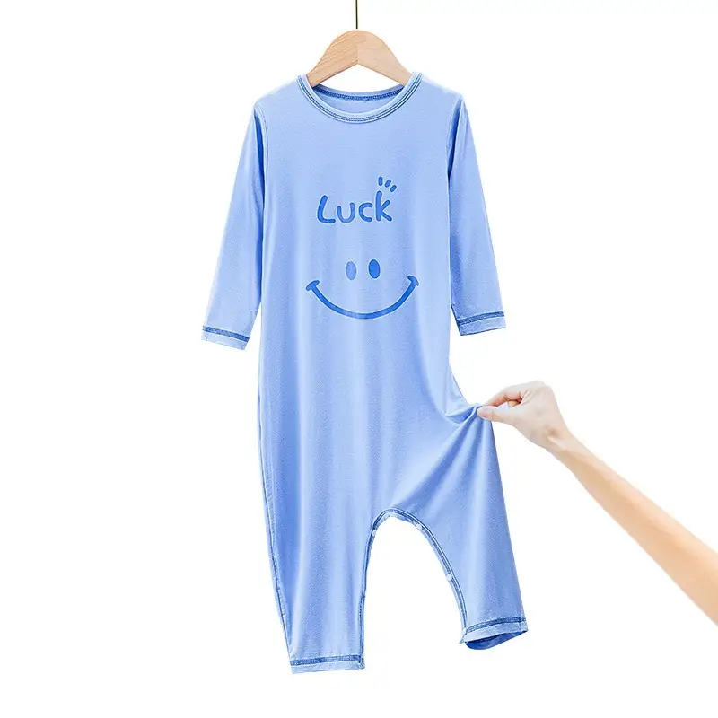 Green Smile Graphic Long Sleeve Pajamas for Boys