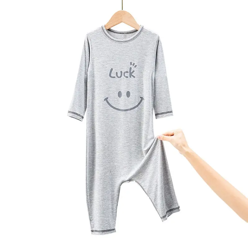 Green Smile Graphic Long Sleeve Pajamas for Boys