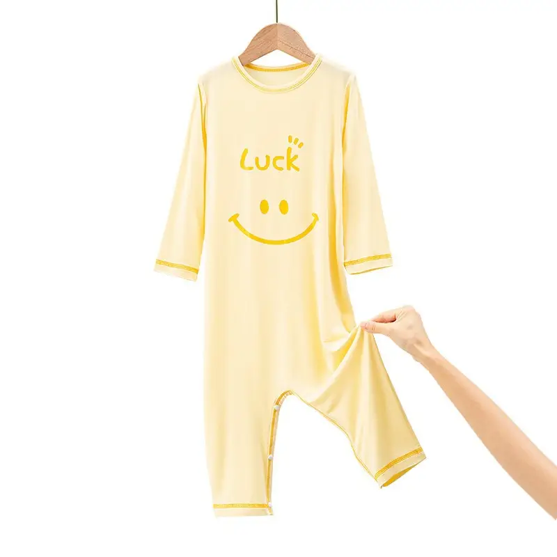 Green Smile Graphic Long Sleeve Pajamas for Boys