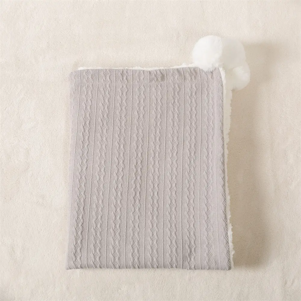 2024 Winter Baby Jacquard Knitted Ball Blanket Teal — feature 15