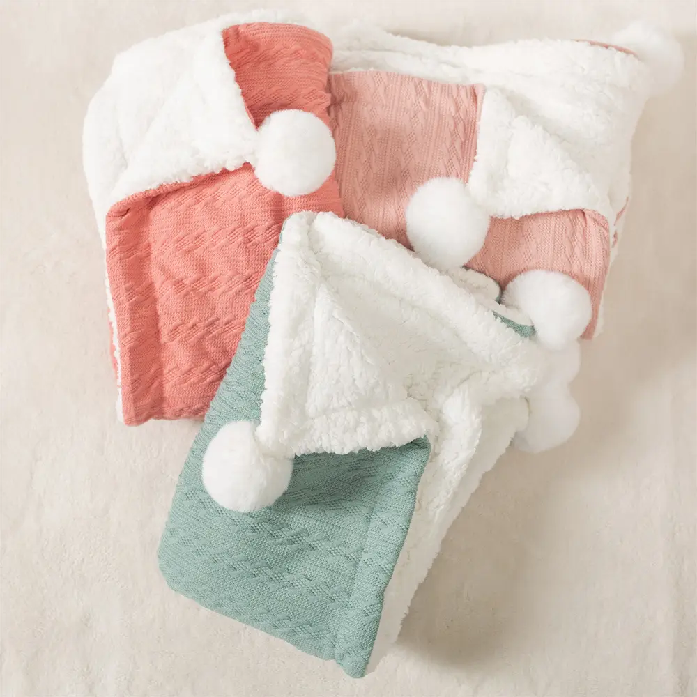 2024 Winter Baby Jacquard Knitted Ball Blanket Teal — feature 9