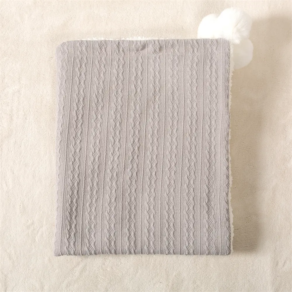 2024 Winter Baby Jacquard Knitted Ball Blanket Teal - Image 4