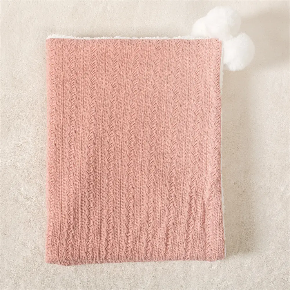 2024 Winter Baby Jacquard Knitted Ball Blanket Teal - Image 6