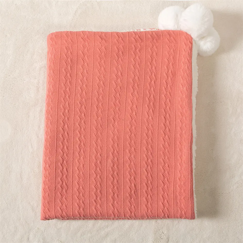 2024 Winter Baby Jacquard Knitted Ball Blanket Teal — feature 19