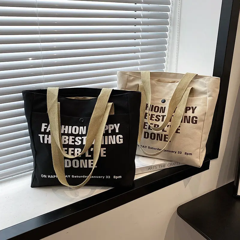 New Canvas Women's Tote Bag Large Capacity Printed Letters - Image 6