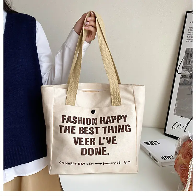 New Canvas Women's Tote Bag Large Capacity Printed Letters — feature 13