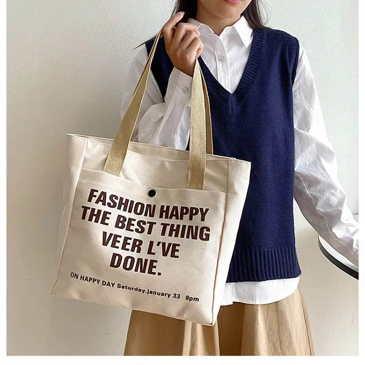New Canvas Women's Tote Bag Large Capacity Printed Letters — feature 14
