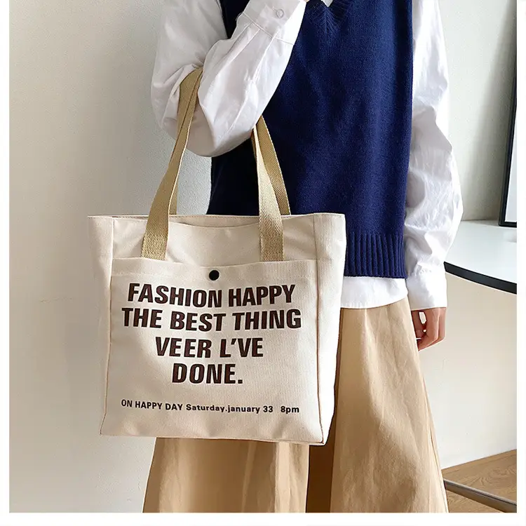 New Canvas Women's Tote Bag Large Capacity Printed Letters — feature 15
