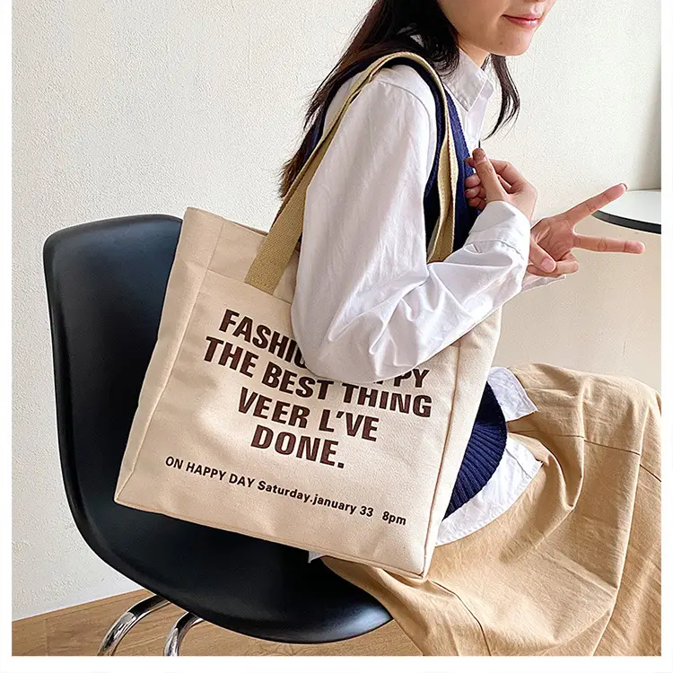 New Canvas Women's Tote Bag Large Capacity Printed Letters — feature 16