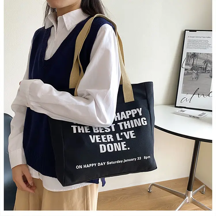 New Canvas Women's Tote Bag Large Capacity Printed Letters — feature 17