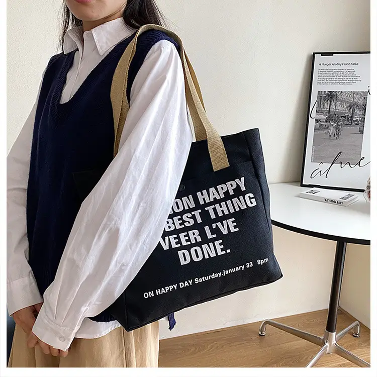 New Canvas Women's Tote Bag Large Capacity Printed Letters — feature 18
