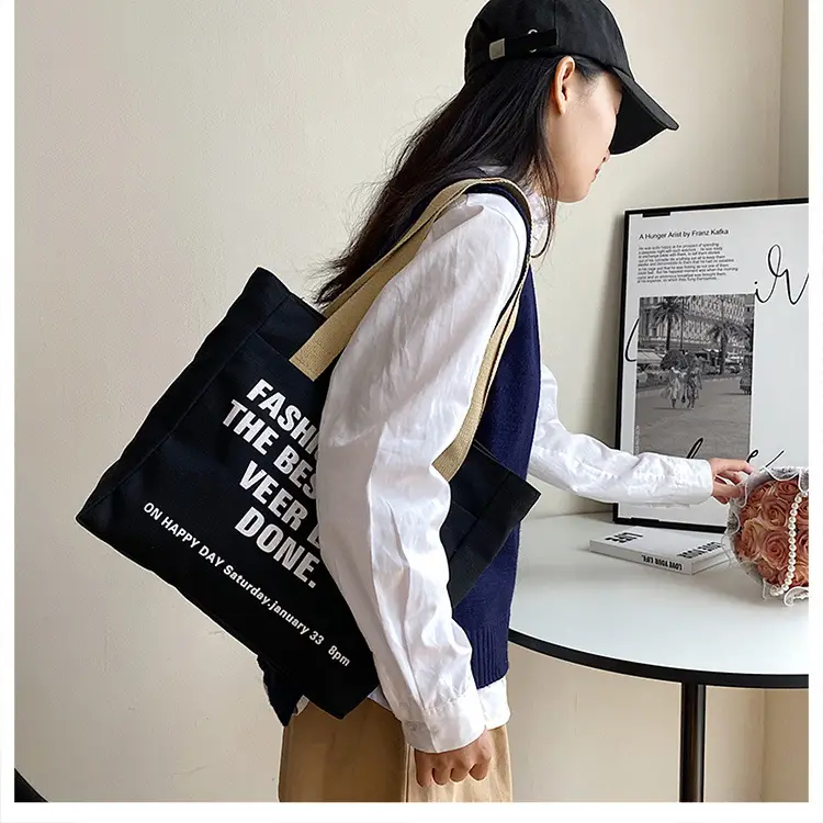 New Canvas Women's Tote Bag Large Capacity Printed Letters — feature 19
