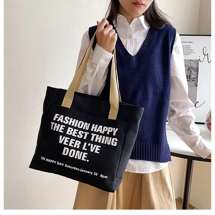 New Canvas Women's Tote Bag Large Capacity Printed Letters — feature 20