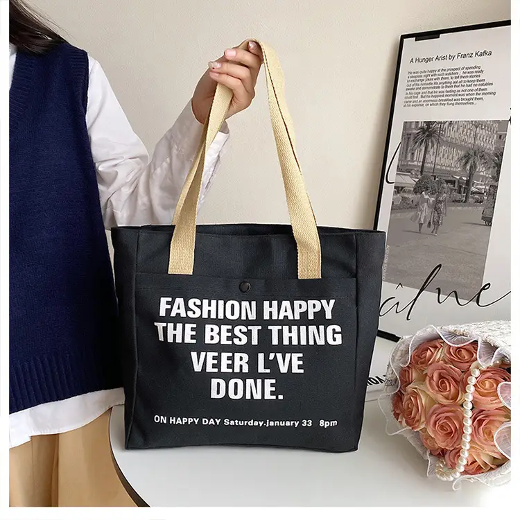 New Canvas Women's Tote Bag Large Capacity Printed Letters — feature 21