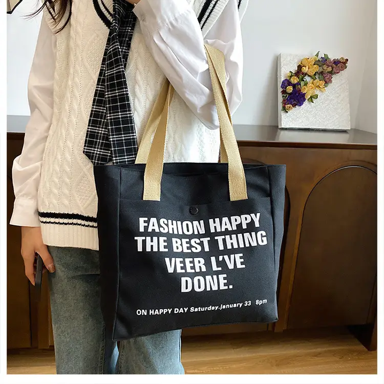 New Canvas Women's Tote Bag Large Capacity Printed Letters — feature 22