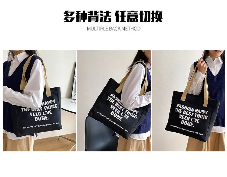 New Canvas Women's Tote Bag Large Capacity Printed Letters — feature 4