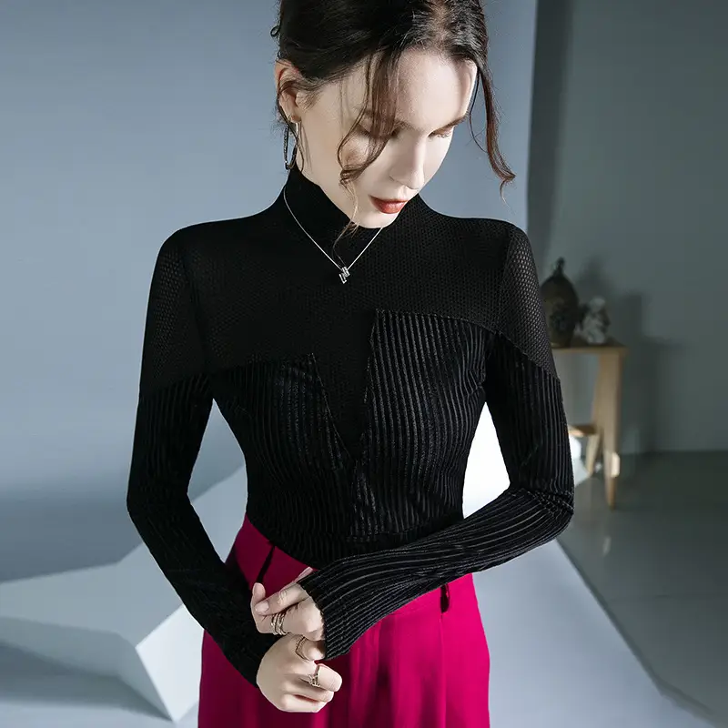 Black Long Sleeve Western Shirt for Women Autumn Winter - Image 2