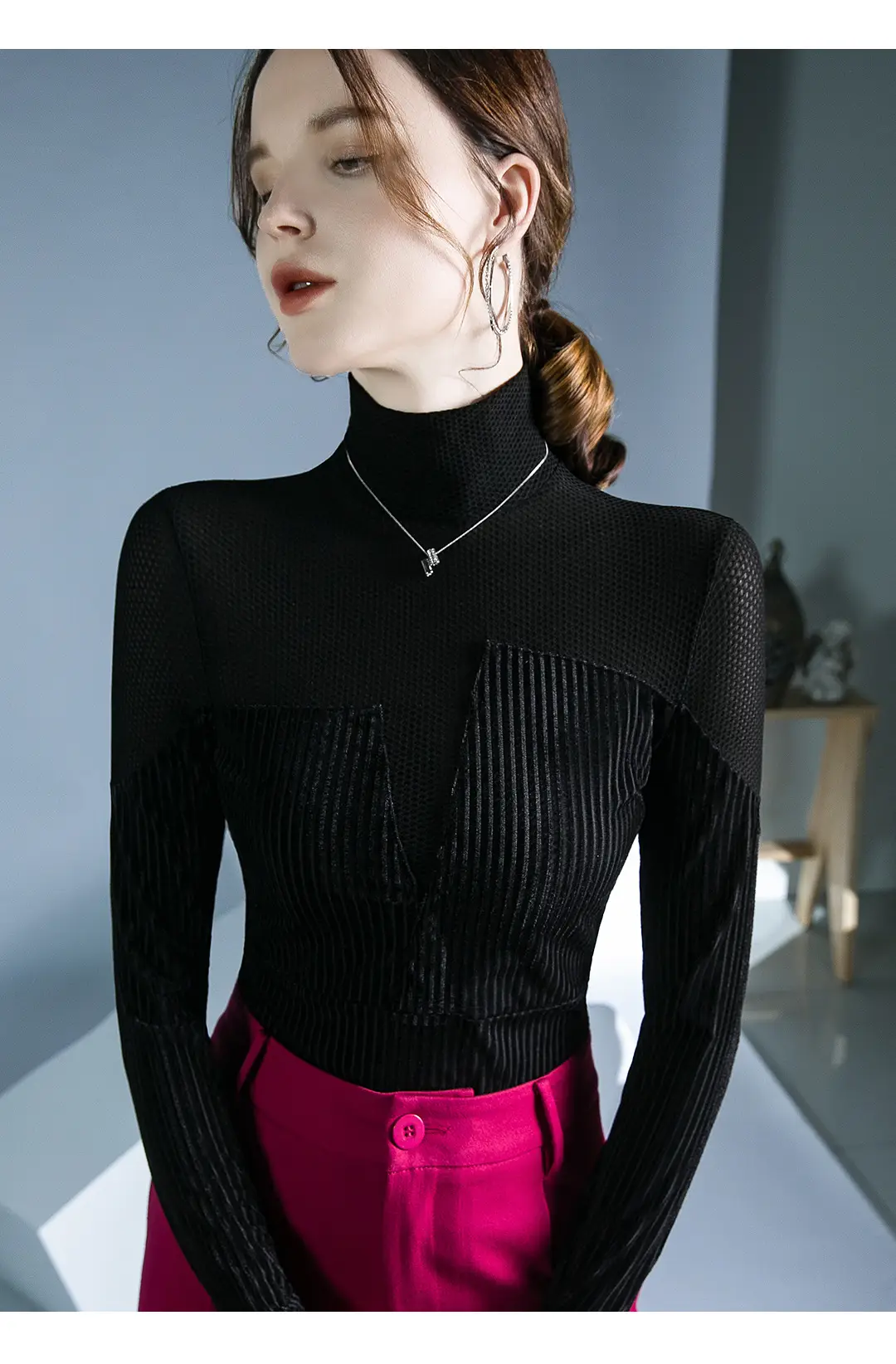 Black Long Sleeve Western Shirt for Women Autumn Winter — feature 13