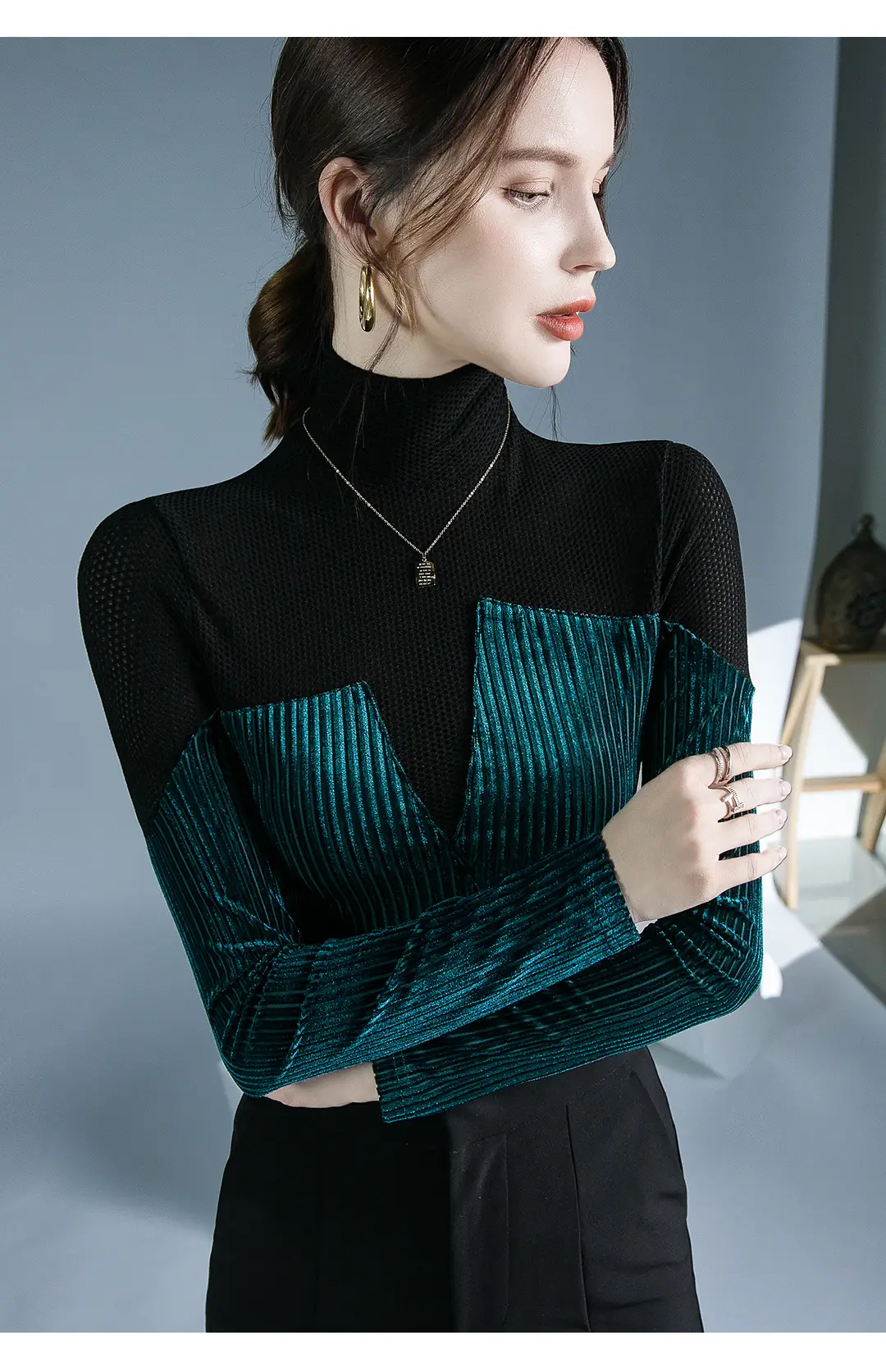 Black Long Sleeve Western Shirt for Women Autumn Winter — feature 5