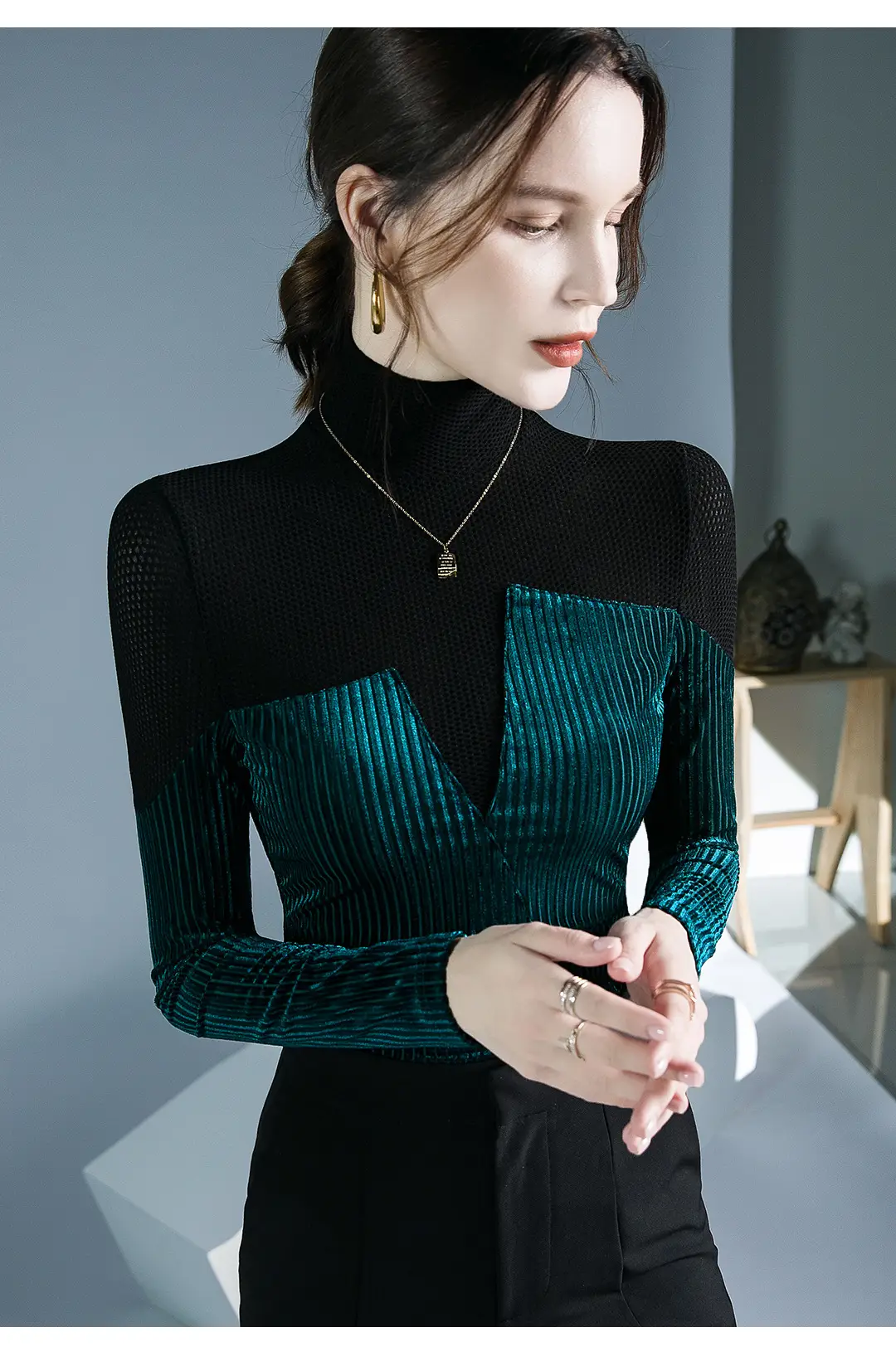 Black Long Sleeve Western Shirt for Women Autumn Winter — feature 6