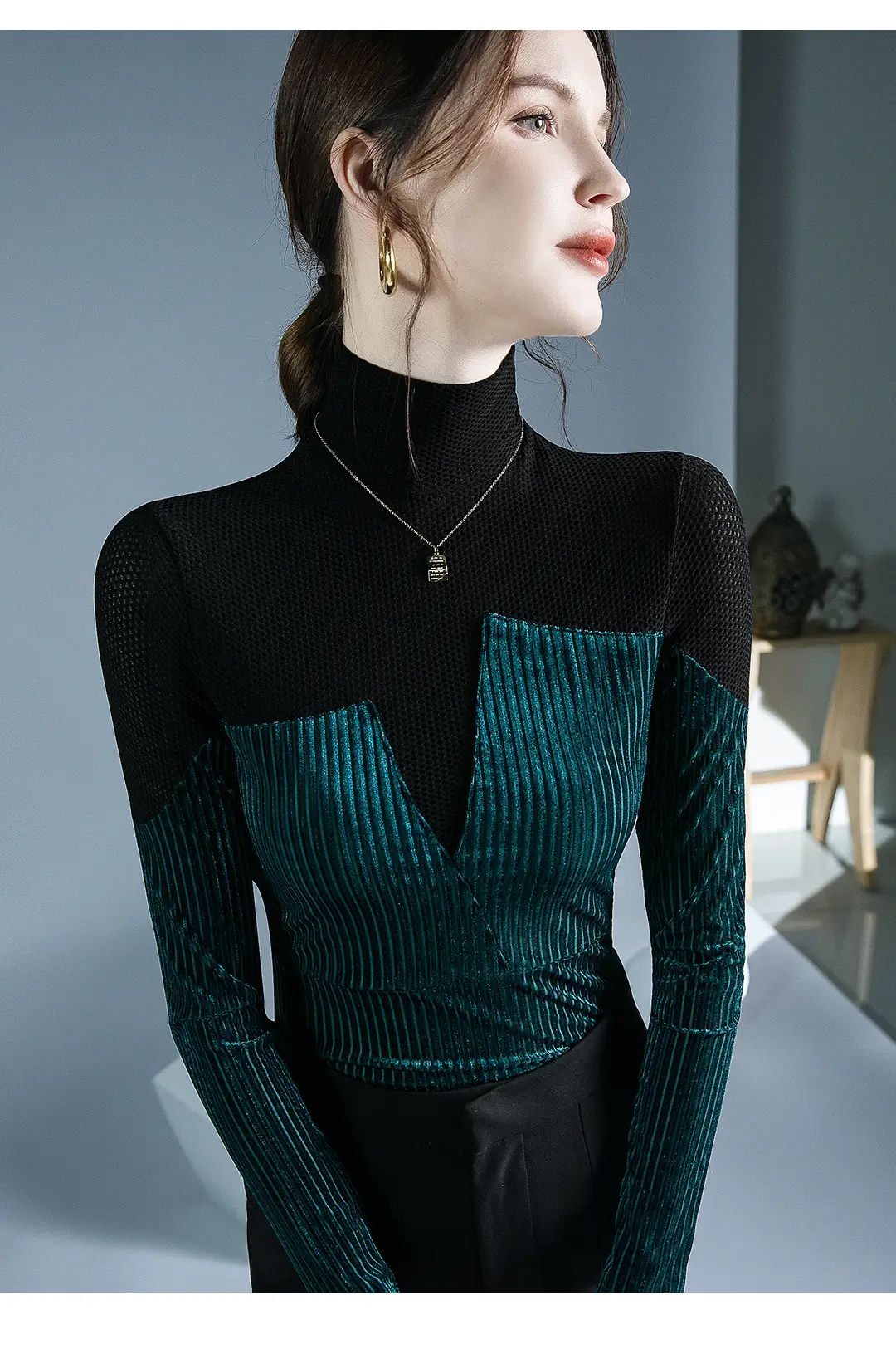 Black Long Sleeve Western Shirt for Women Autumn Winter — feature 7