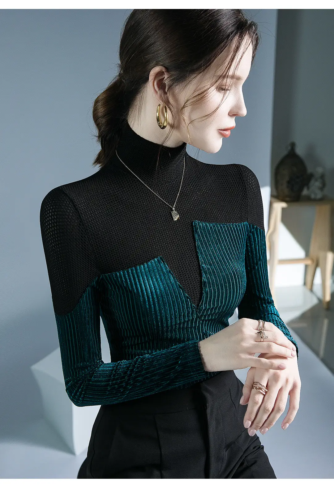 Black Long Sleeve Western Shirt for Women Autumn Winter — feature 8