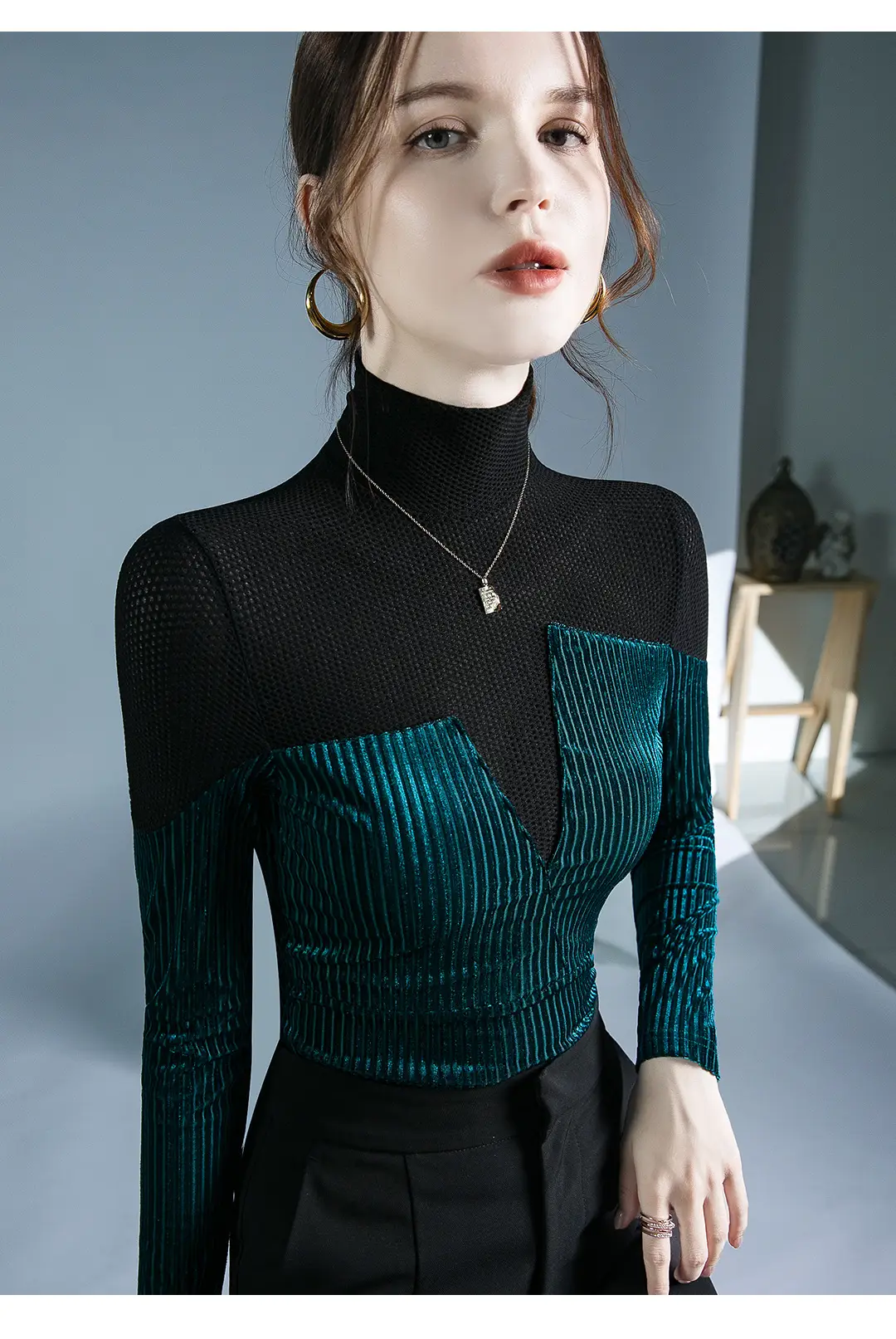 Black Long Sleeve Western Shirt for Women Autumn Winter — feature 9
