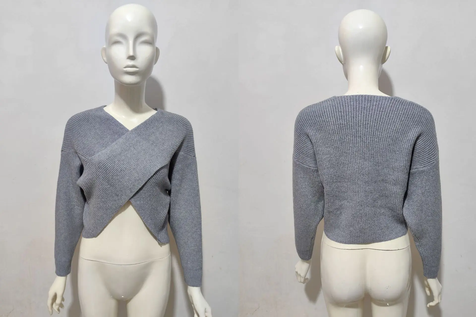 2025 Cross Neck V Neck Sweater Jacket Pink Black Shorts — feature 5