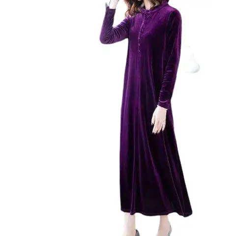 2026 Winter Black Velvet Long Sleeve Dress for Women - Image 9