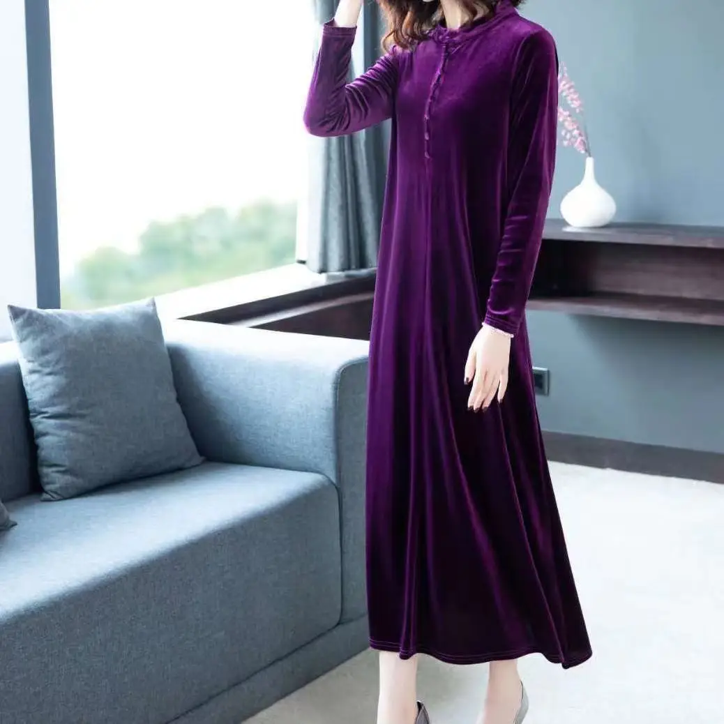 2026 Winter Black Velvet Long Sleeve Dress for Women — feature 14