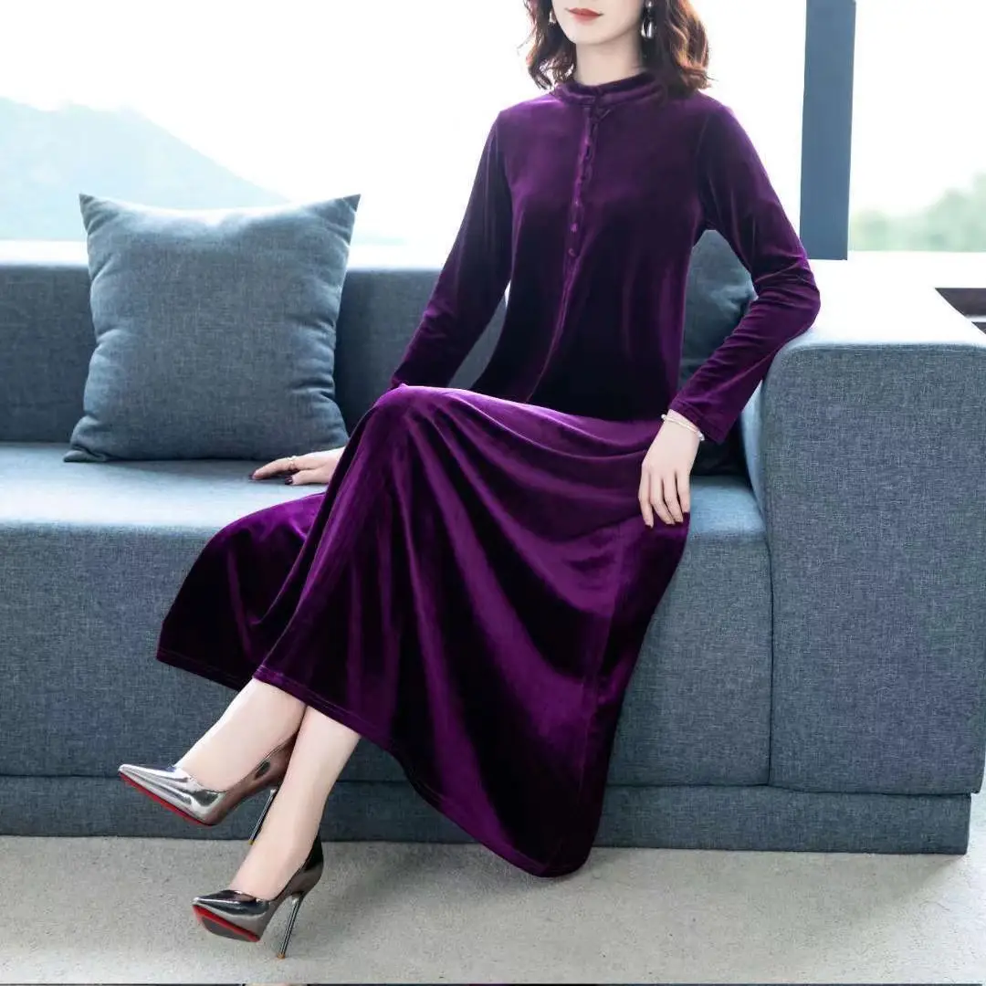 2026 Winter Black Velvet Long Sleeve Dress for Women — feature 17