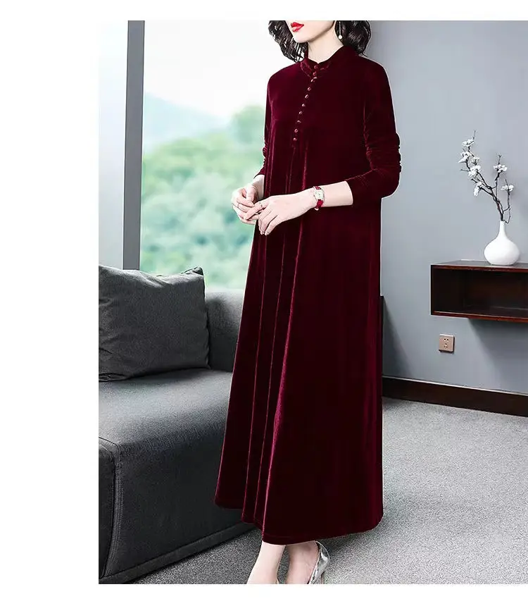 2026 Winter Black Velvet Long Sleeve Dress for Women — feature 5