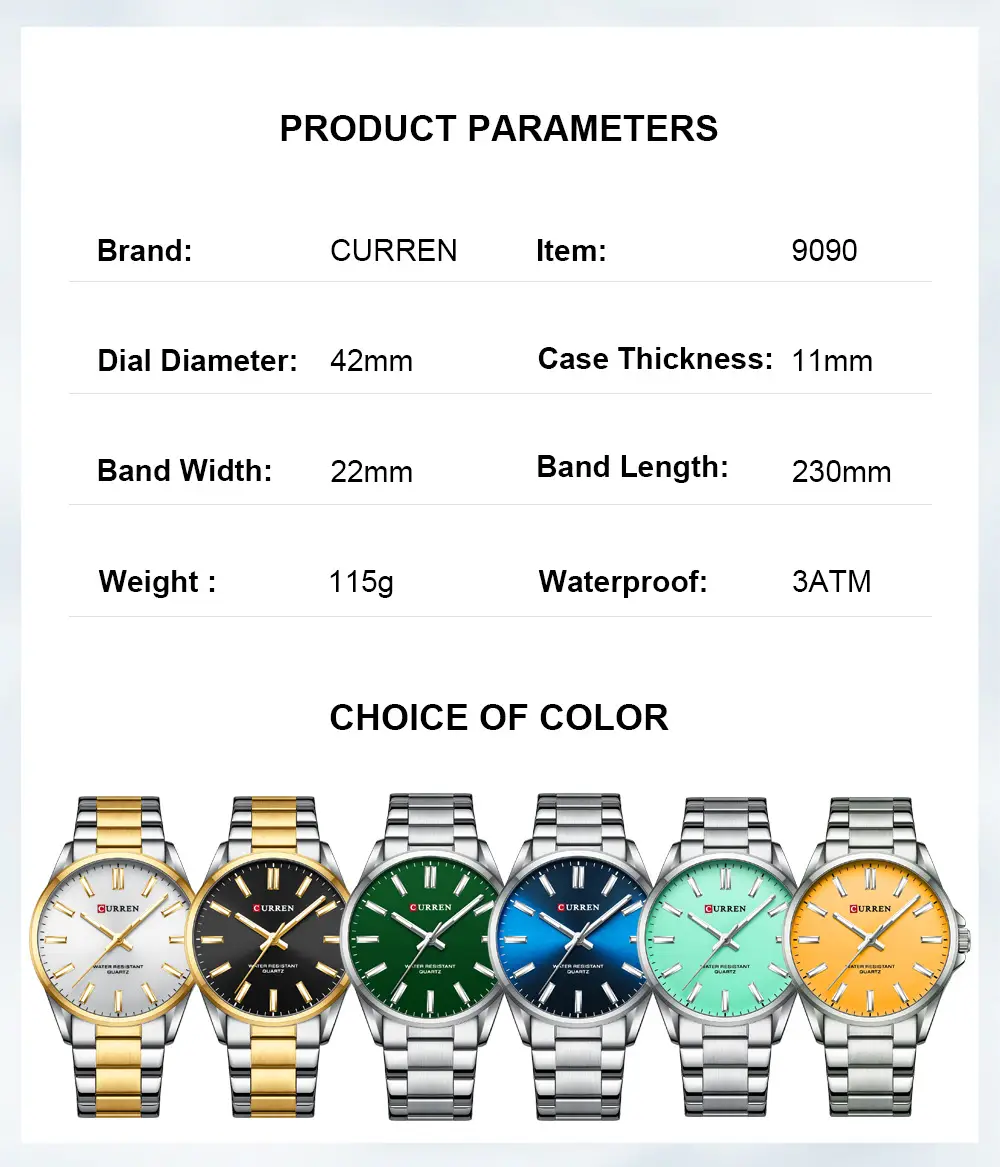 CURREN Men's Green Water Resistant Steel Watch — feature 10