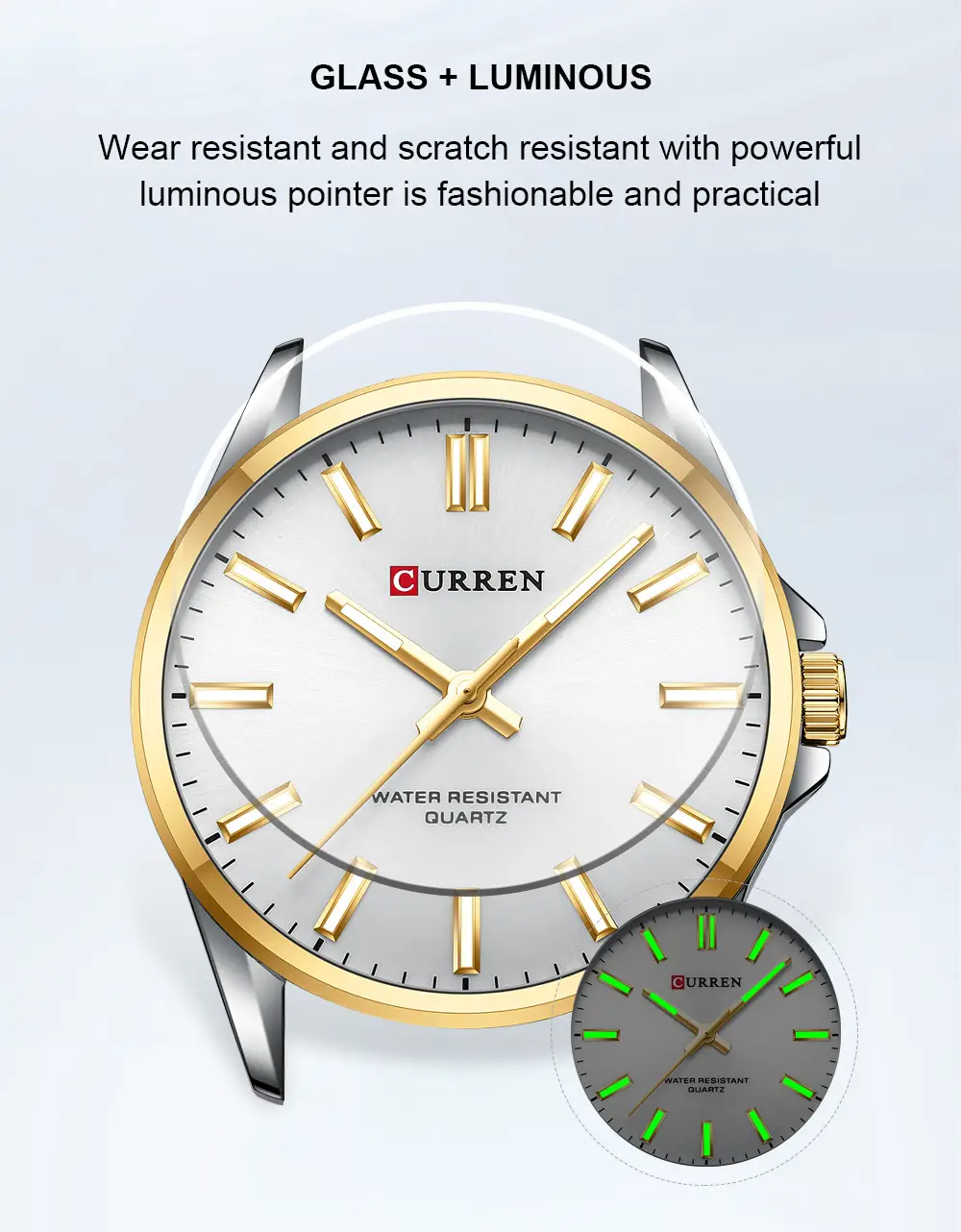 CURREN Men's Green Water Resistant Steel Watch — feature 8