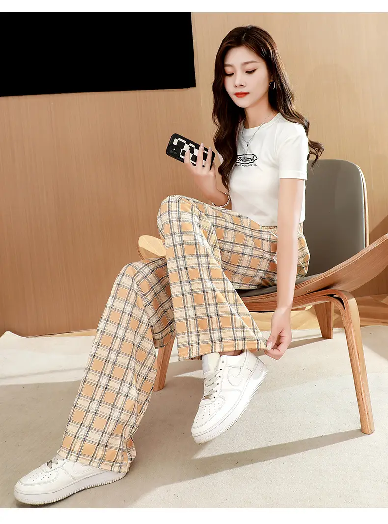 Black White Checkered Women's Slimming Pants — feature 17