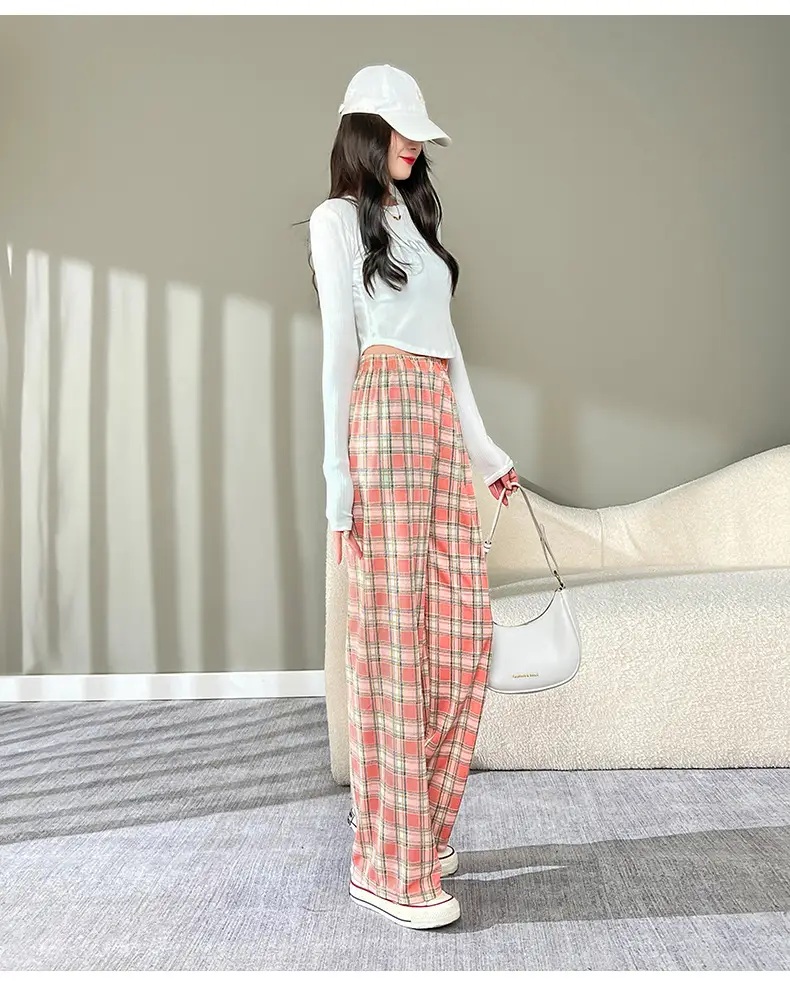 Black White Checkered Women's Slimming Pants — feature 33