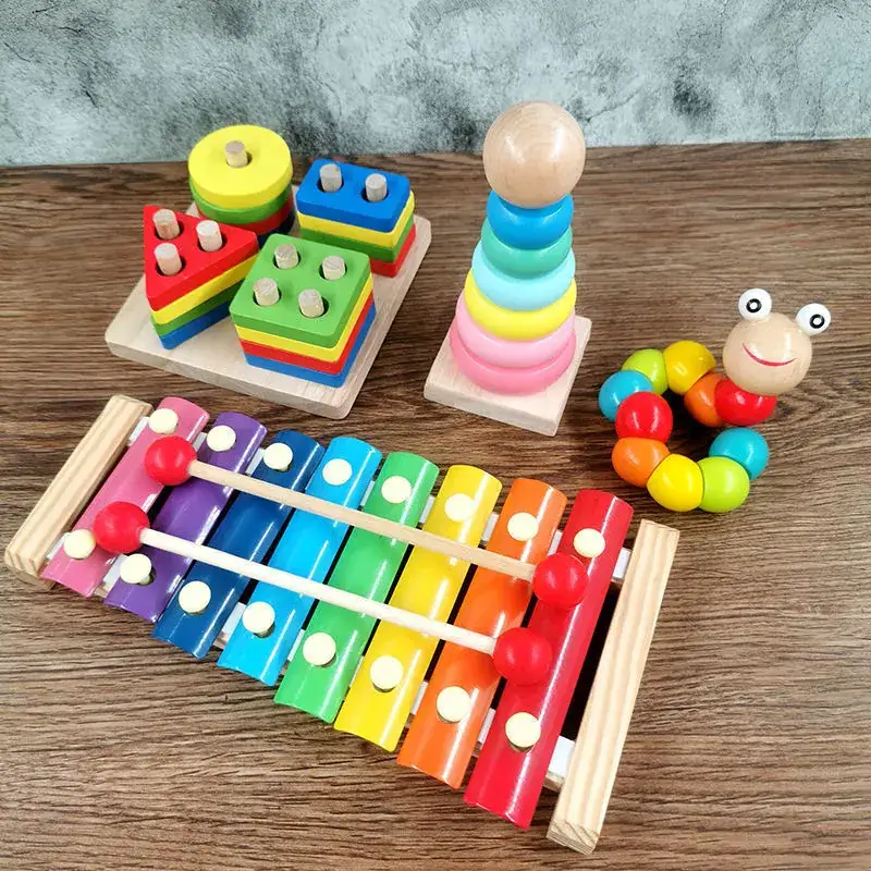 Baby Wooden Toy Set with 8 Tones Knocking Music