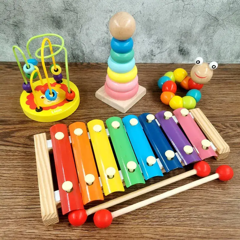 Baby Wooden Toy Set with 8 Tones Knocking Music