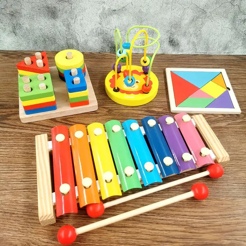 Baby Wooden Toy Set with 8 Tones Knocking Music